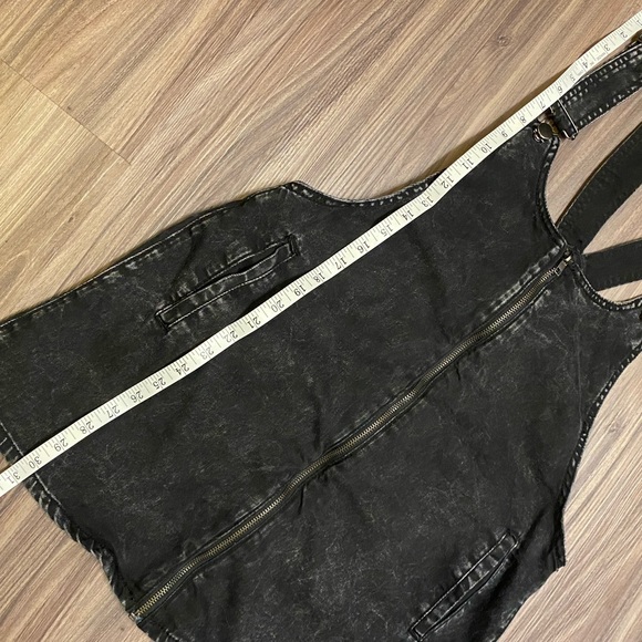 Black Denim Overall Mini-Skirt Dress - Picture 6 of 7